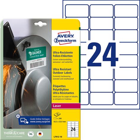 Avery 240 Étiquettes ultra résistantes blanches 63 5 x 33 9 mm