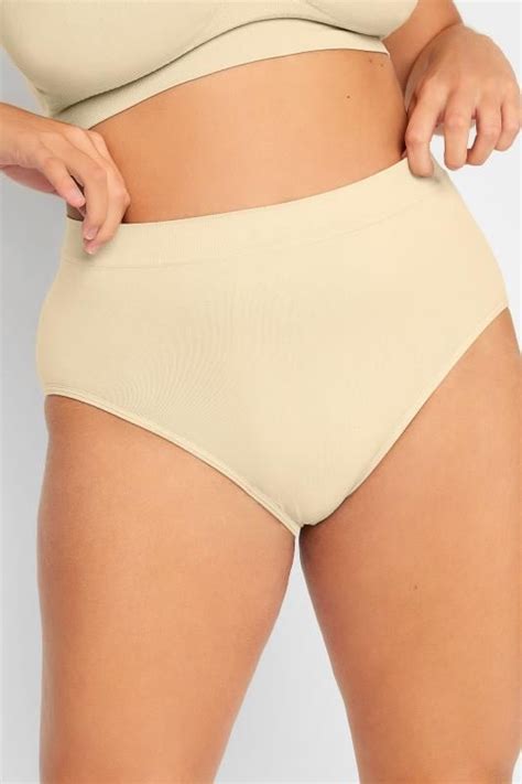Plus Size Nude Satin Control High Waisted Full Brief Yours Clothing