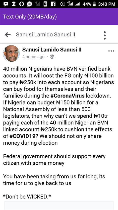 See What Sanusi Lamido Sanusi Has To Say About Convid-19 And The Fed