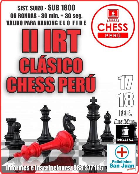 II IRT CLÁSICO SUB 1800 CHESS PERU 17 y 18 Feb SJM Lima Chess Peru