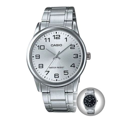 Rel Gio Masculino Marca Casio Casual Anal Gico Redondo A O In X Prova D Gua Preto Prata Mtp