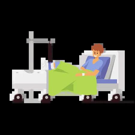 Man With Broken Leg In Hospital Bed Illustration - Free Download ...