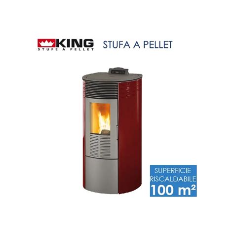 Acquista Stufa A Pellet Mod King Round Kw Bordeaux Per