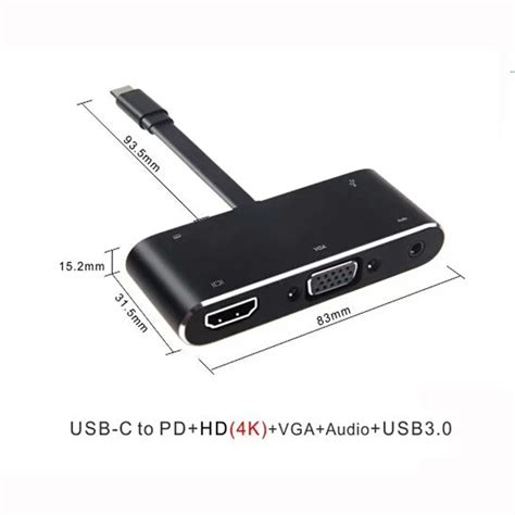 Usb type C концентратор USB-C к HDMI 4K USB3.0 аудио VGA разъем ...