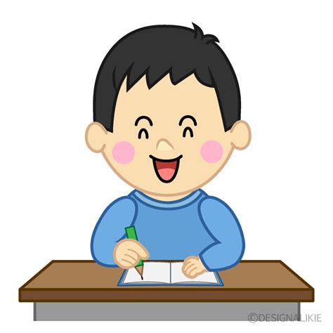 笑顔の勉強する男の子イラストのフリー素材｜イラストイメージ