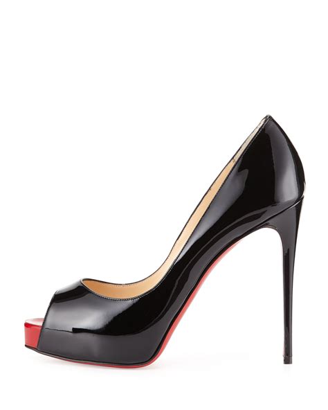 Christian Louboutin New Very Prive Patent Red Sole Pump Blackred