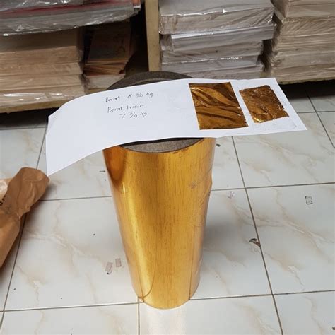 Jual Plastik Hot Stamping Foil Loyang Kuning Emas KW Lebar Cm Roll Berat Kg