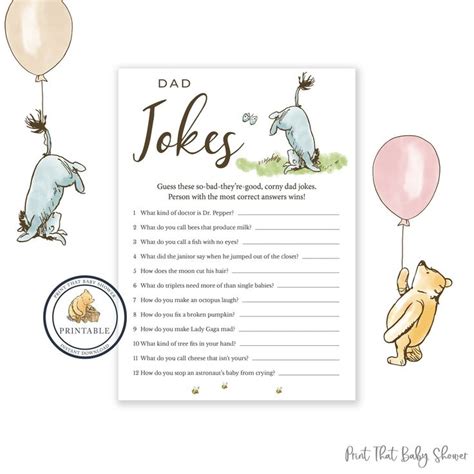 Baby Shower Games Dad Jokes Game Baby Shower Trivia Game Classic Winnie