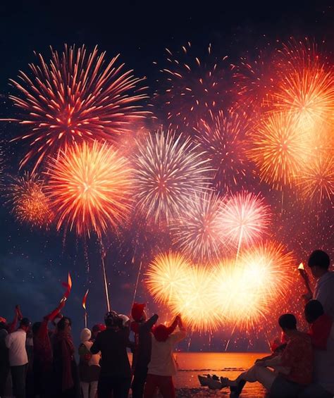 Premium AI Image People Celebrate New Year With Fireworks