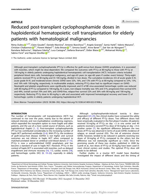 Reduced Post Transplant Cyclophosphamide Doses In Haploidentical