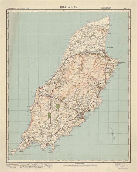 ordnance survey map sheet  isle  man  douglas peel
