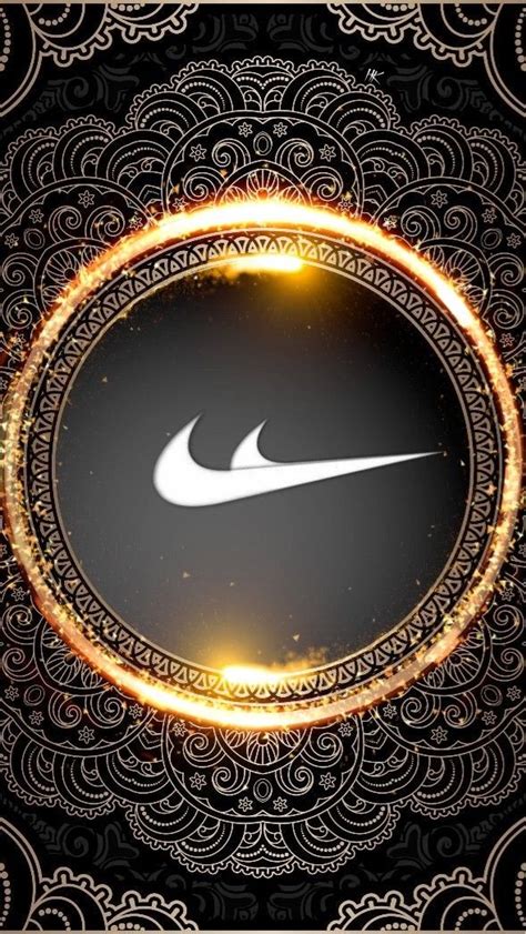 Nike Logo Wallpaper with Gold Swirls and Sparkles