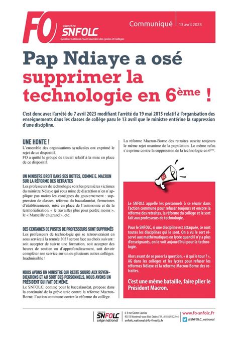 Snfolc Technologie Syndicat National Force Ouvri Re