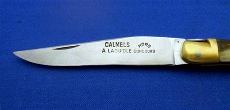 Vtg Custom Handmade Calmels Laguiole Cm Folding Knife Horn Handle