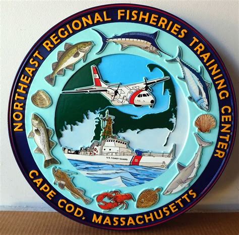 Np Carved Plaque Of Seal Of Us Coast Guard Northern Regional