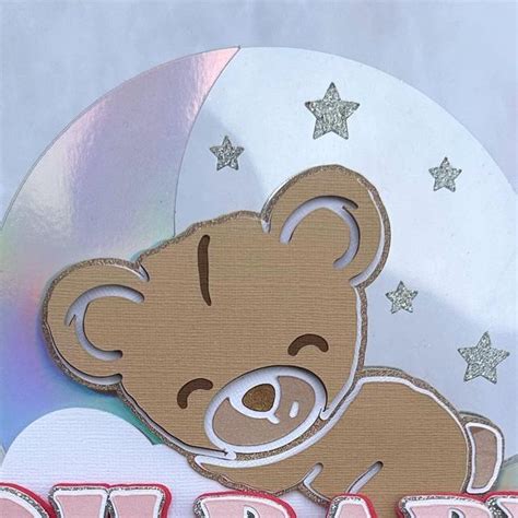 Teddy Bear Moon Baby Shower Cake Topper