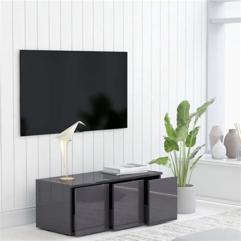 Zerodis Meuble TV Gris brillant 80x34x30 cm Aggloméré HB042 Cdiscount