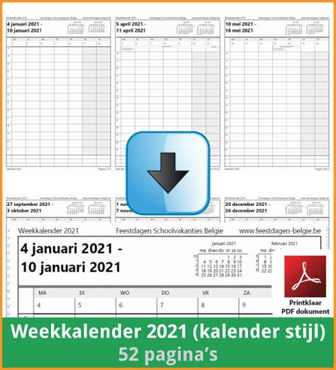 Kalender Met Weeknummers 2021 Printen