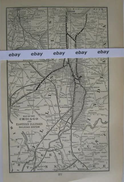 Antique Candei Chicago And Eastern Illinois System Map From 1894 Poors Railroad £1254 Picclick Uk