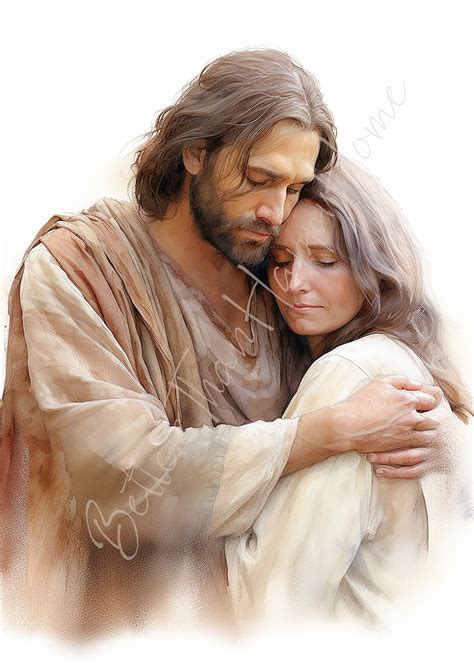 Jesus Christ Comforting A Women Savior Christian Wall Art Religious