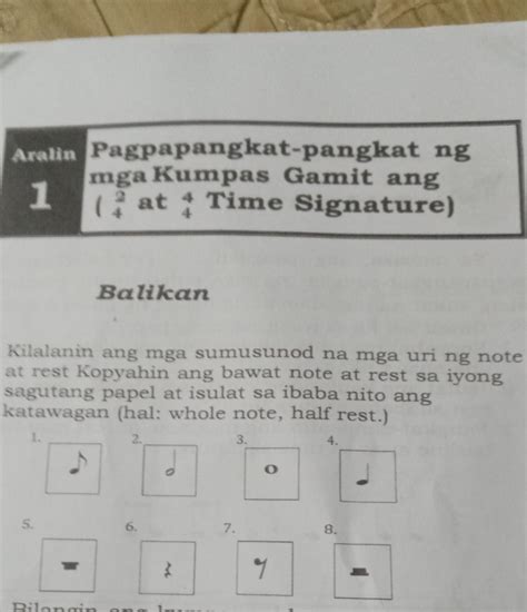 A Kilalanin Ang Mga Sumusunod Na Mga Uri Ng Note At Rest Kopyahin Ang