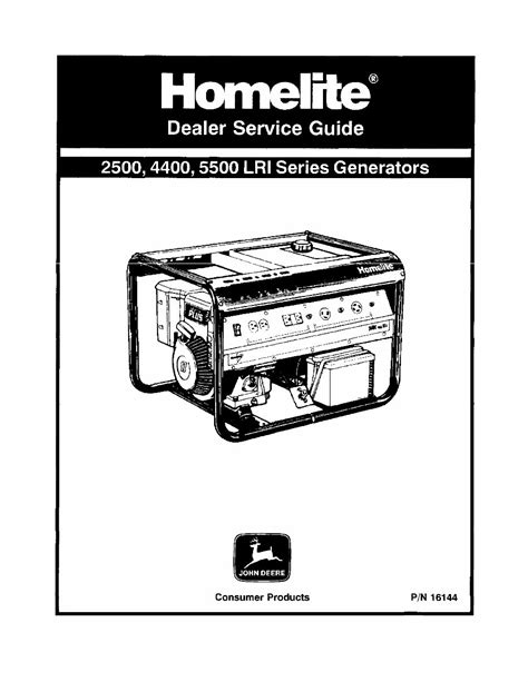 Homelite Generators 2500 4400 5500 LRI Service Repair Manual