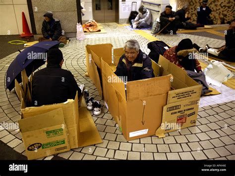 Homeless Living Boxes In Tokyo Japan Overnight Temporary Shelter