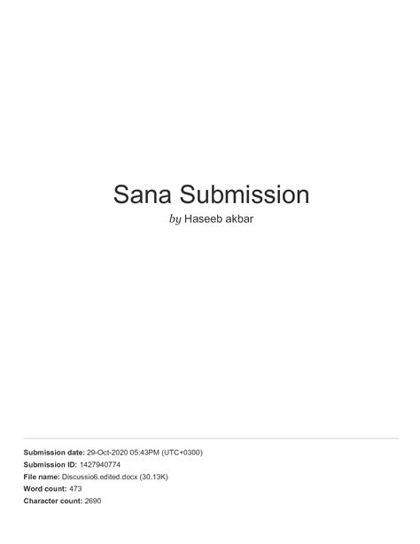 Solution Sana Submission Studypool