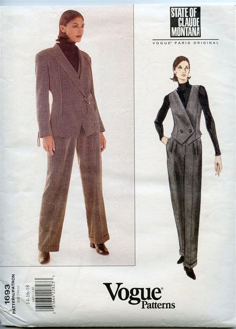 Vogue 1693 PANTSUIT PATTERN Jacket Vest Pants Claude Montana Etsy