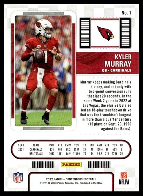 Panini Contenders Season Ticket Kyler Murray G Ebay