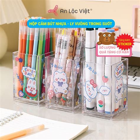HÀNG MỚI CỰC HOT Ống đựng bút trong suốt để bàn ống đựng cọ trang điểm Ly đựng bút đa năng