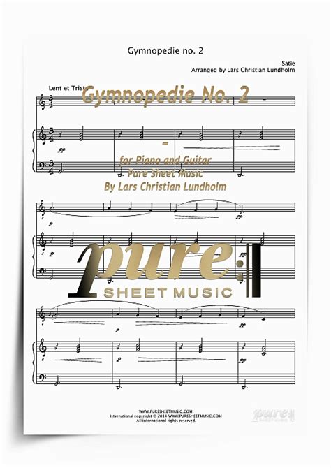 Gymnopedie No. 2 for Piano and Guitar (PDF file), Pure Sheet Music ...