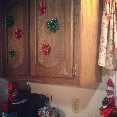 Jingle Put Christmas Bows All Over The Kitchen Cabinets Christmas