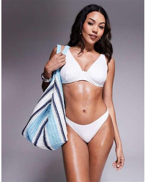 Asos Fuller Bust Maya Mix And Match Step Front Underwired Bikini Top In White Lyst Uk