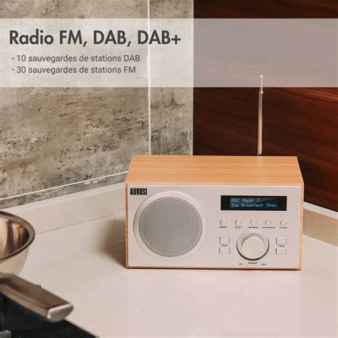 August Mb Radio Fm Dab Dab Bluetooth Et R Veil Bois Clair