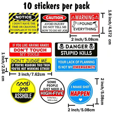 Funny Hard Hat Stickers Waterproof Vinyl Helmet Decals Toolbox