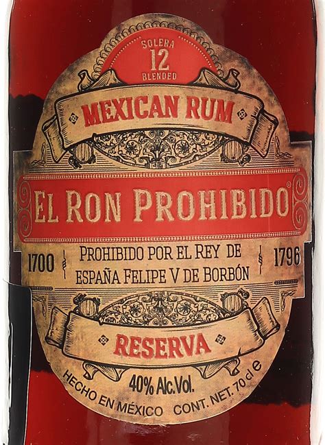 El Ron Prohibido Reserva 12 0 7 Liter 40 Vol Glas