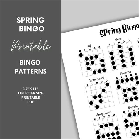 Bingo Patterns Spring Bingo Printable Bingo Games Bingo Game Patterns