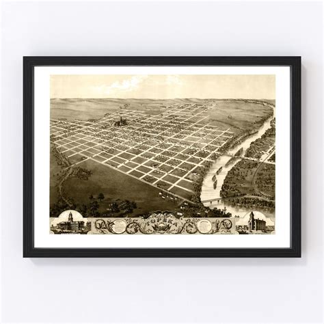 Vintage Map of Topeka, Kansas 1869 by Ted's Vintage Art