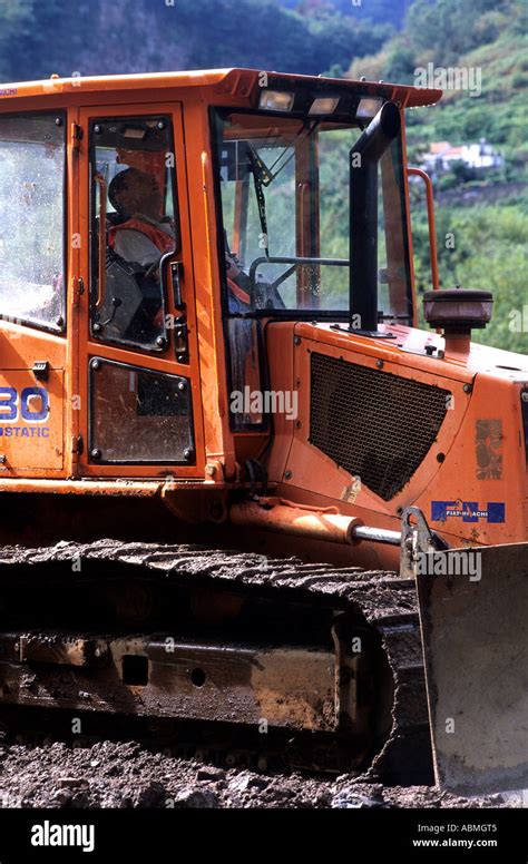 Man Sleeping Inside Bulldozer Madeira Stock Photo Alamy