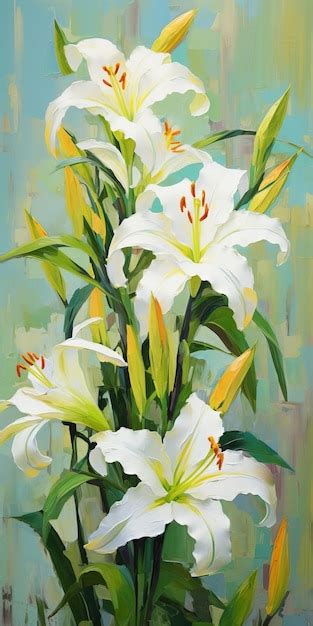 Premium AI Image | White Lily Painting Vibrant Colors And Intricate Details