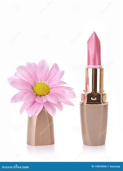 New Lipstick And Flower Stock Photo Image Of Isolated 13094304