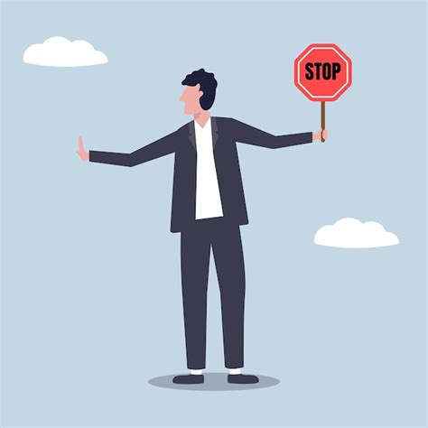 Premium Vector Professional Man Holding A Stop Sign