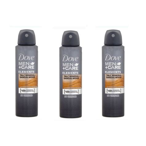 Pack Dove Men Care Elements Talc Mineral Sandalwood Deodorant Spray