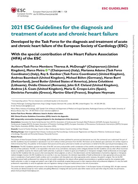 Pdf 2021 Esc Guidelines For The Diagnosis And Treatment Of Acute And