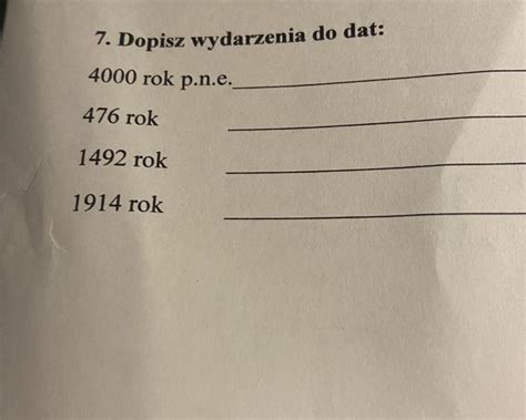 Dopisz Wydarzenia Do Dat Rok P N E Rok Rok Rok