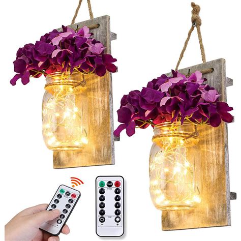 Mason Jar Sconces Remote Control LED Fairy Lights – feajoy