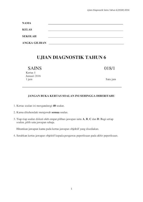 Pdf Sains Kertas Ujian Diagnostik T Kssr Pdf Dokumen Tips