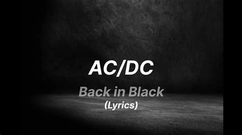 Back In Black Ac Dc Lyrics Youtube