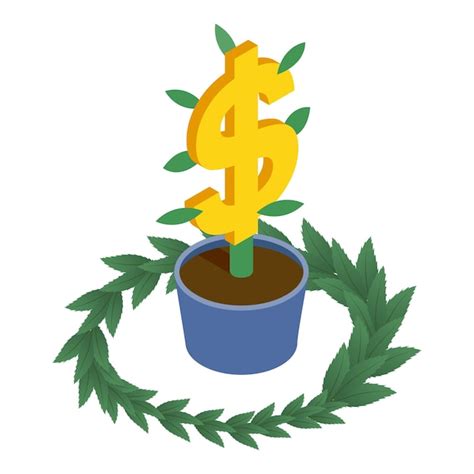 Premium Vector Investment Growth Icon Isometric Vector Dollar Sign In Flower Pot Green Branch